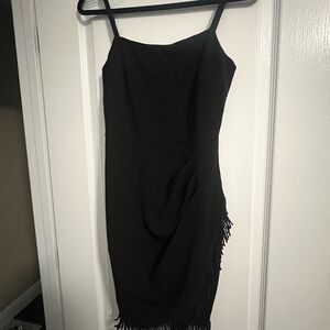Lulu's Black Fringe Spaghetti Strap Dress